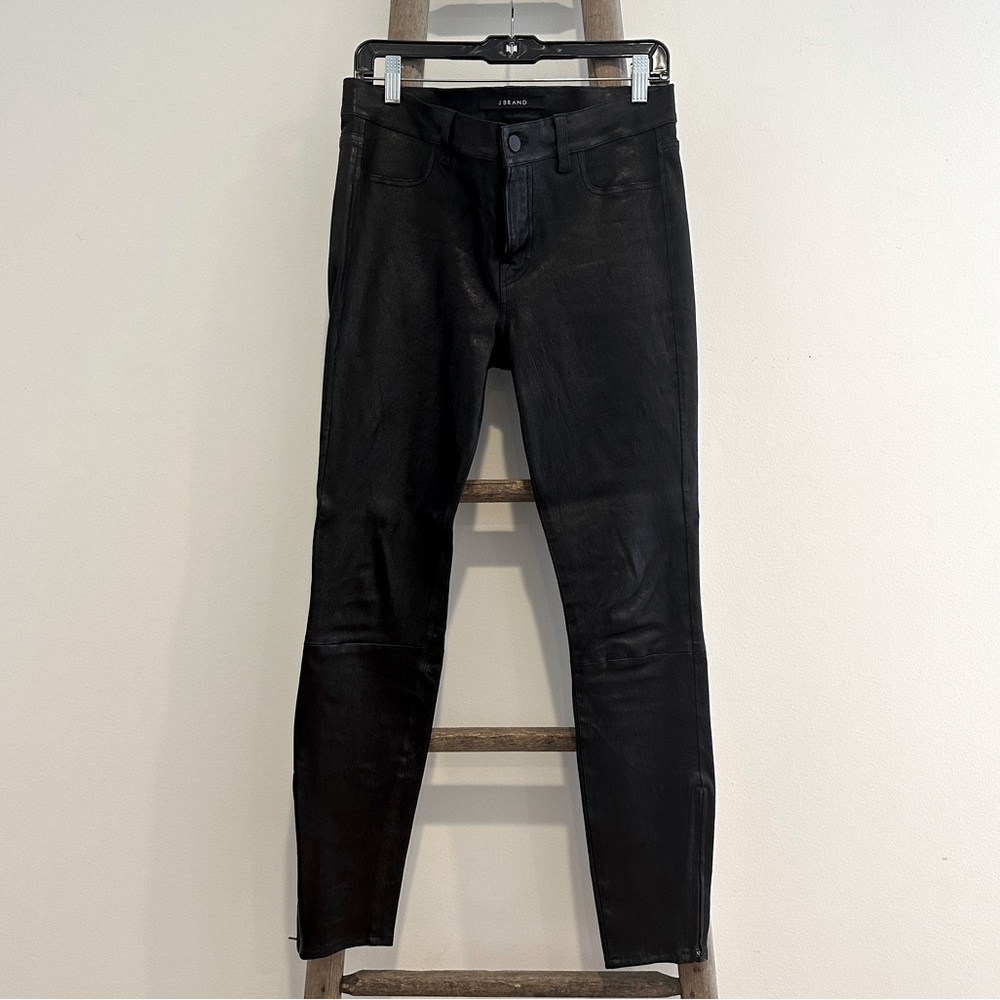J Brand Black 100% Leather Skinny Jeans Size 29